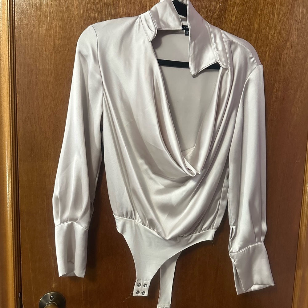 Dynamite White Satin Bodysuit